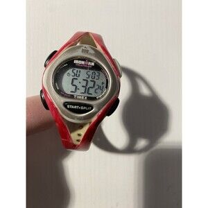 Timex Ironman Triathlon Digital Watch Red Band WR 100m Indiglo Works Great